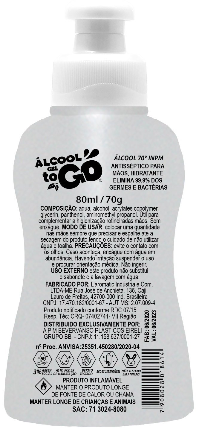 Imagem de Álcool Gel 70 ToGo 80ml