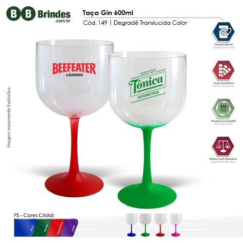 Imagem de Taça GIN 600ml PS Degradê Translucida BICOLOR