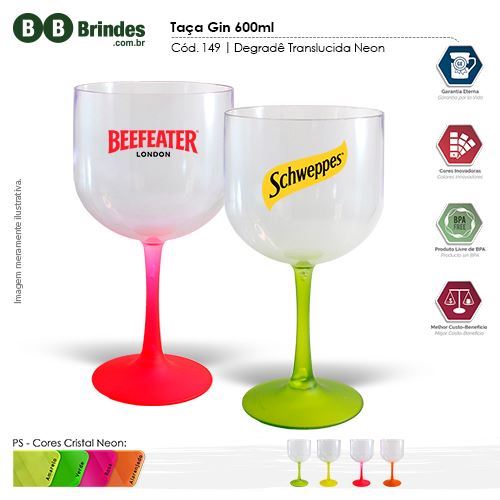 Imagem de Taça GIN 600ml PS Degradê Translucida BICOLOR