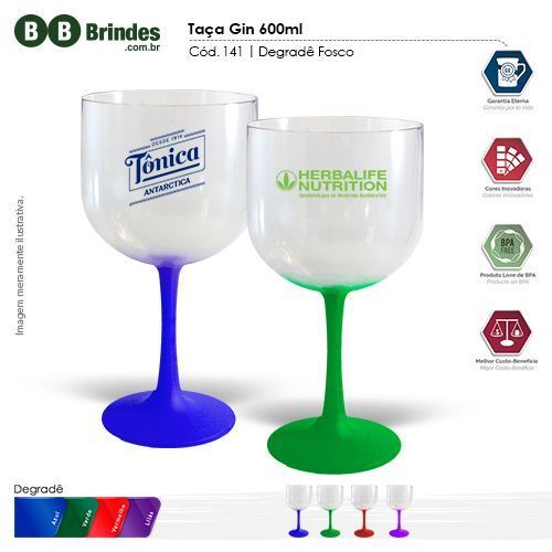 Imagem de Taça GIN 600ml PS Degradê Fosca BICOLOR