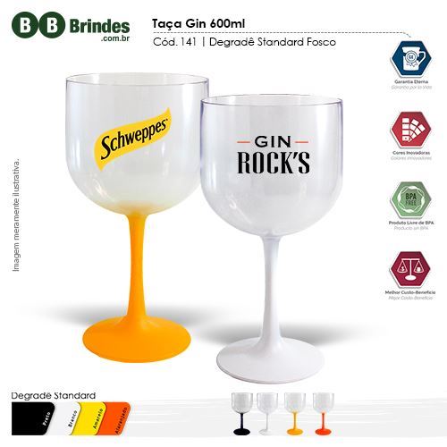 Imagem de Taça GIN 600ml PS Degradê Fosca BICOLOR