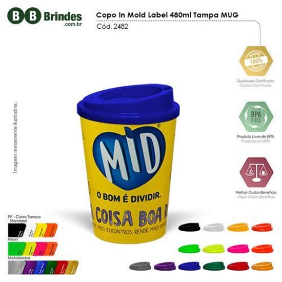 Imagem de Copo Promocional in Mold Label 480ml Tampa MUG