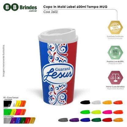 Imagem de Copo Promocional In Mold Label 600ml Tampa MUG