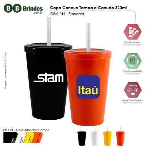 Imagem de Copo Cancun Tampa e Canudo 320ml