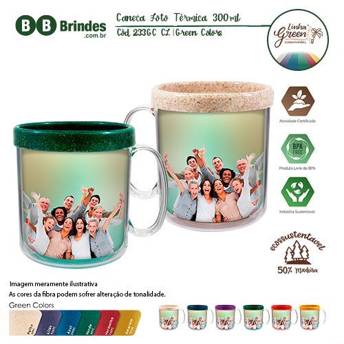 Imagem de Caneca Foto Térmica Green Colors 300ml - CL