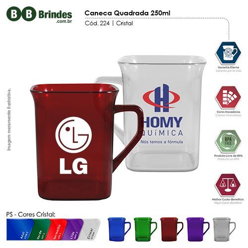 Imagem de Caneca Quadrada Cristal 250ml