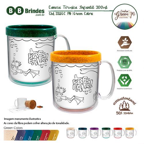 Imagem de Caneca Térmica Infantil Green Colors 300ml PB