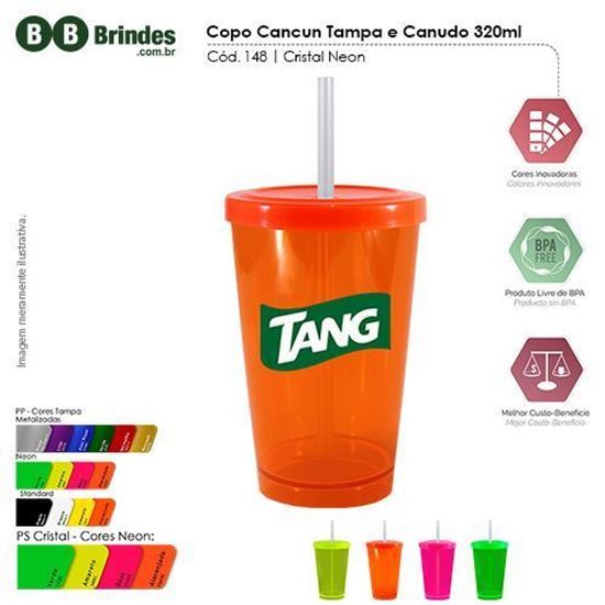 Imagem de Copo Cancun Tampa e Canudo 320ml Cristal