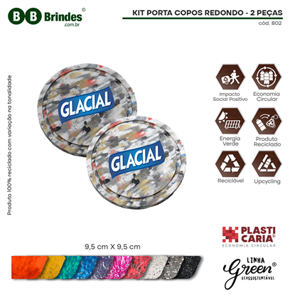 KIT PORTA COPOS REDONDO ECOLÓGICO 2 PÇS - PLASTICARIA	