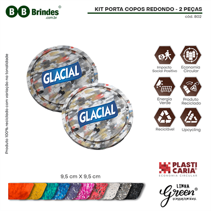 KIT PORTA COPOS REDONDO ECOLÓGICO 2 PÇS - PLASTICARIA	