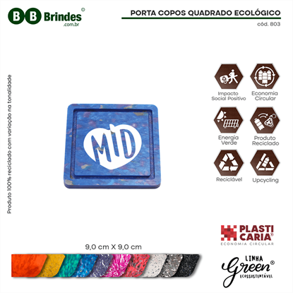 PORTA COPOS QUADRADO ECOLÓGICO - PLASTICARIA MIX