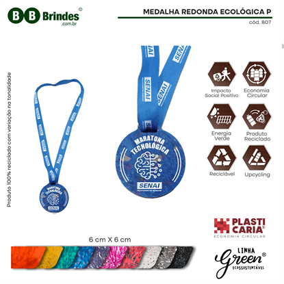 Medalha redonda Ecológica P (6cm) PLASTICARIA