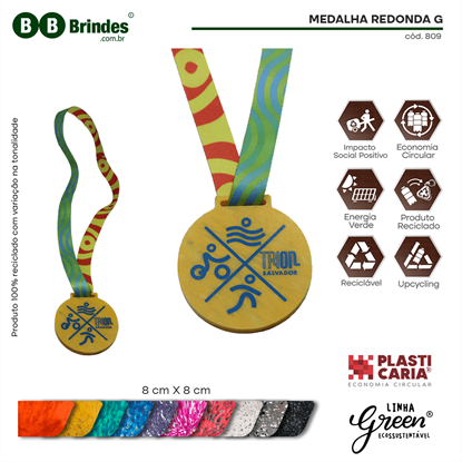 Medalha redonda Ecológica G (8cm) PLASTICARIA