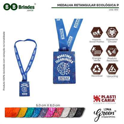 Medalha Retangular Ecológica P (5x8cm) PLASTICARIA