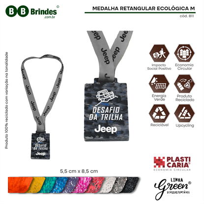 Medalha Retangular Ecológica M (5,5x8,5cm) PLASTICARIA