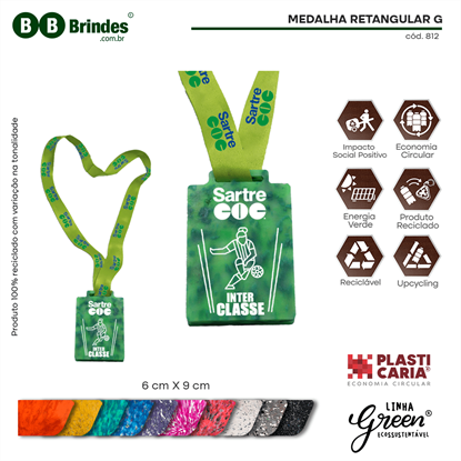 Medalha Retangular Ecológica G (6x9cm) PLASTICARIA
