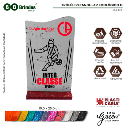 Troféu Retangular Ecológico G (15x25cm)- PLASTICARIA