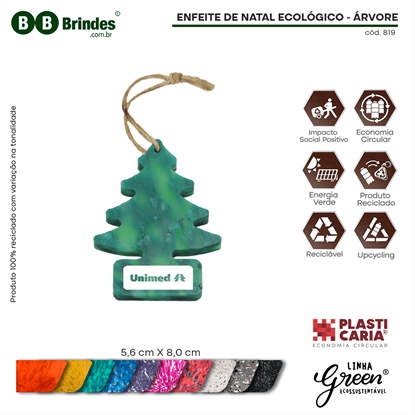 Enfeite de Natal Ecológico - Árvore - PLASTICARIA MIX 