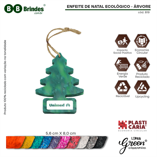 Enfeite de Natal Ecológico - Árvore - PLASTICARIA MIX 