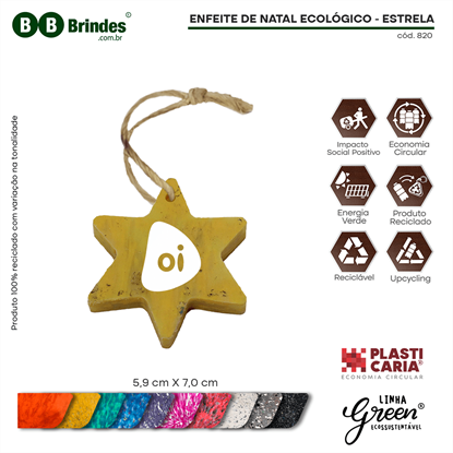 Enfeite de Natal Ecológico - Estrela - PLASTICARIA
