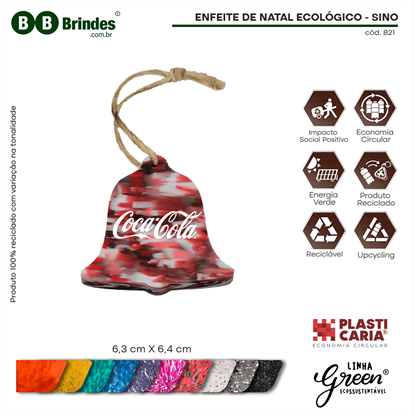 Enfeite de Natal Ecológico - Sino - PLASTICARIA