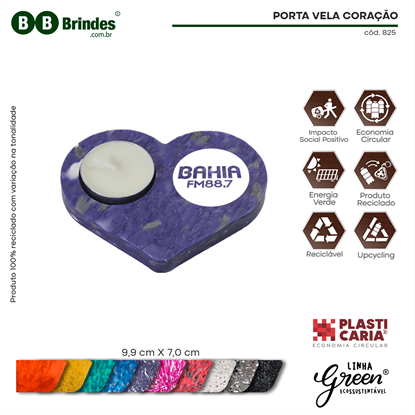 Porta vela coração ECOLÓGICO - PLASTICARIA