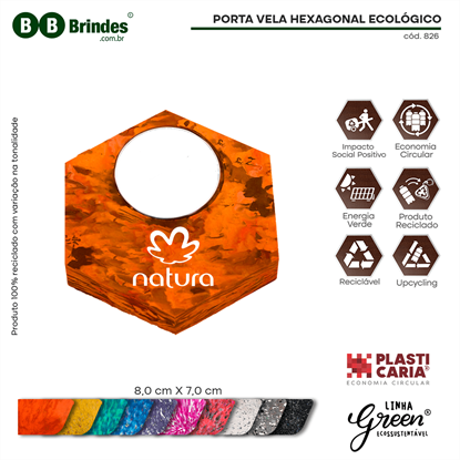 PORTA VELA HEXAGONAL ECOLÓGICO - PLASTICARIA 