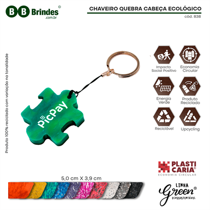 Chaveiro quebra cabeça Ecológico - PLASTICARIA