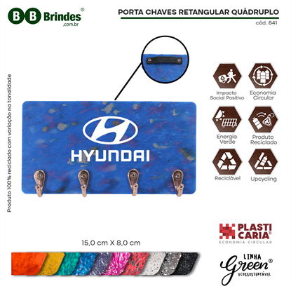 Porta Chaves RETANGULAR quádruplo ECOLÓGICO - PLASTICARIA