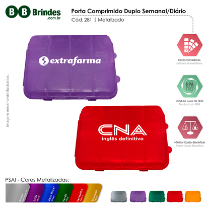 Porta comprimido PLUS duplo semanal/diário