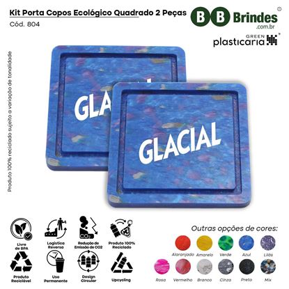 KIT PORTA COPOS QUADRADO ECOLÓGICO 2 PÇS - PLASTICARIA