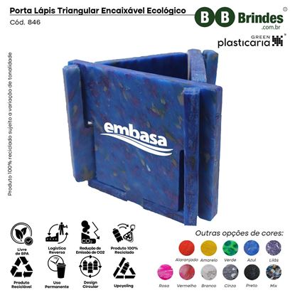 PORTA LÁPIS TRIANGULAR ENCAIXÁVEL ECOLÓGICO PLASTICARIA
