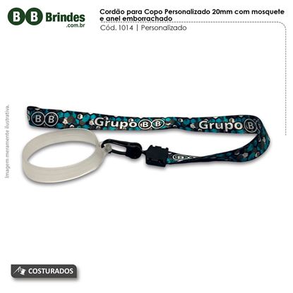 Cordão para Copo Personalizado 20mm com mosquete e anel emborrachado
